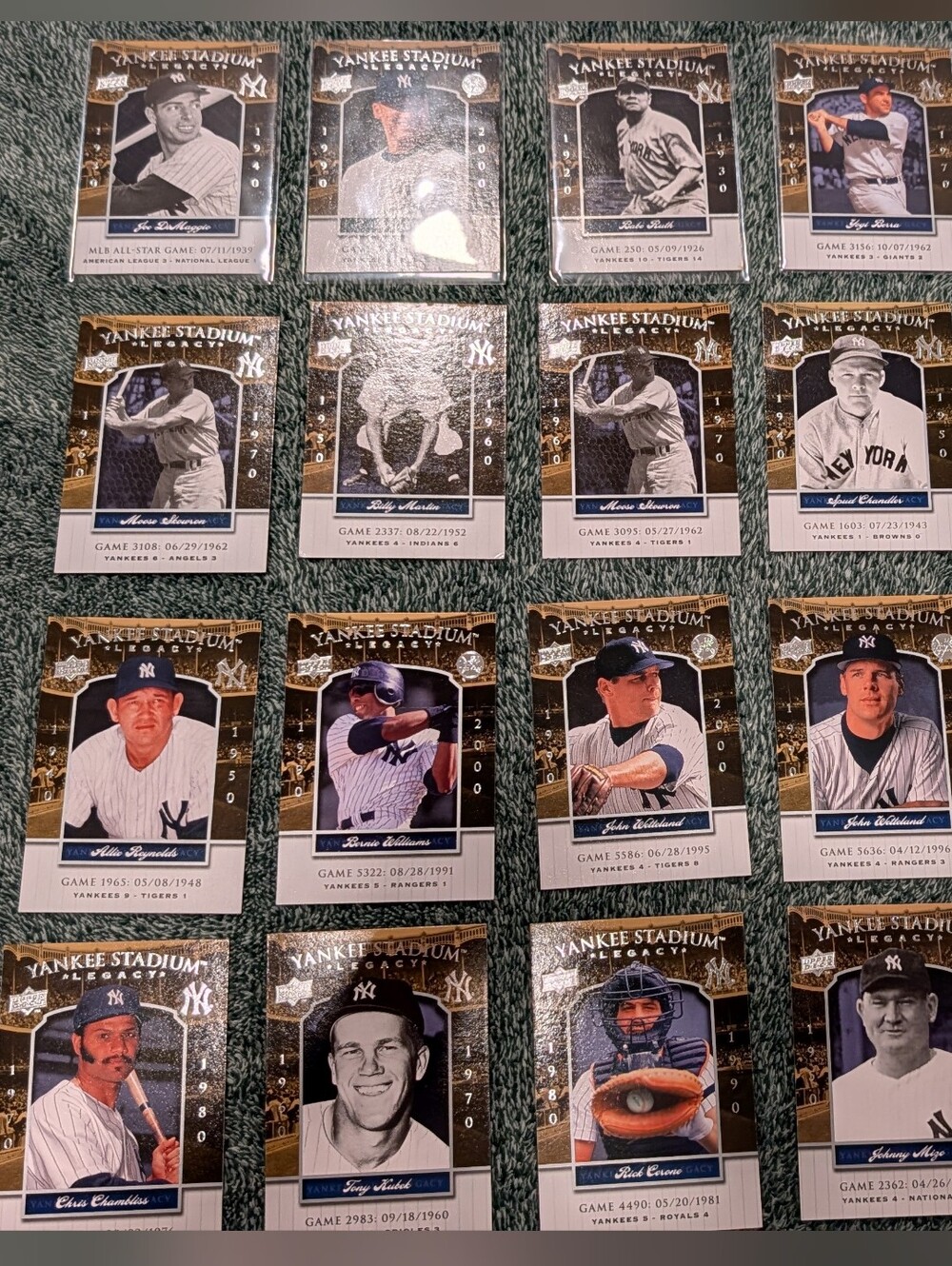 2008 Yankee Stadium Legacy 20 Card Lot Ruth Jeter DiMaggio Berra Mattingly